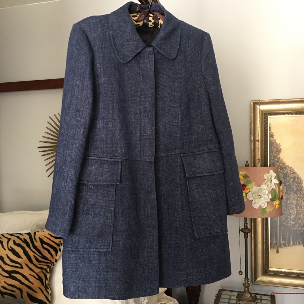 Zara Denim/Chambray 3/4 Length Spring Coat